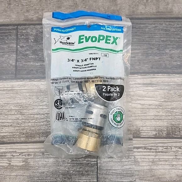 SharkBite EvoPEX Push-to-Connect 3/4" x 3/4" FNPT Coupling 2Packs of 2ct ea[108] - Picture 2 of 13